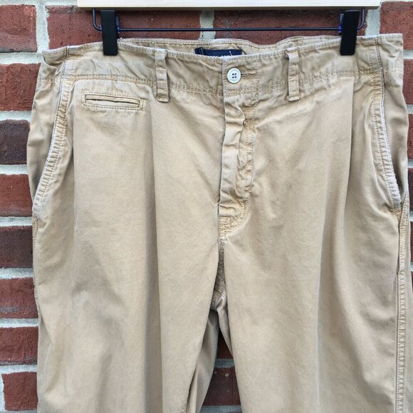American Eagle Pants Mens Sz 34 Tan Relaxed Straight Fit Lightly Distressed - Picture 3 of 12
